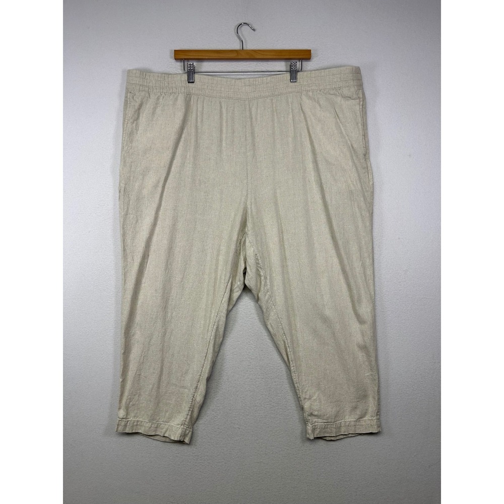 Coastal Boho Old Navy Womens 3Xā Oatmeal Linen Blend High Rise Straight Pants